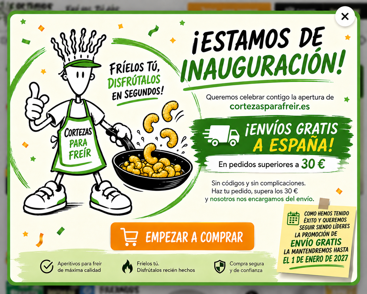 Inauguración: envíos gratis a España en pedidos superiores a 30 euros