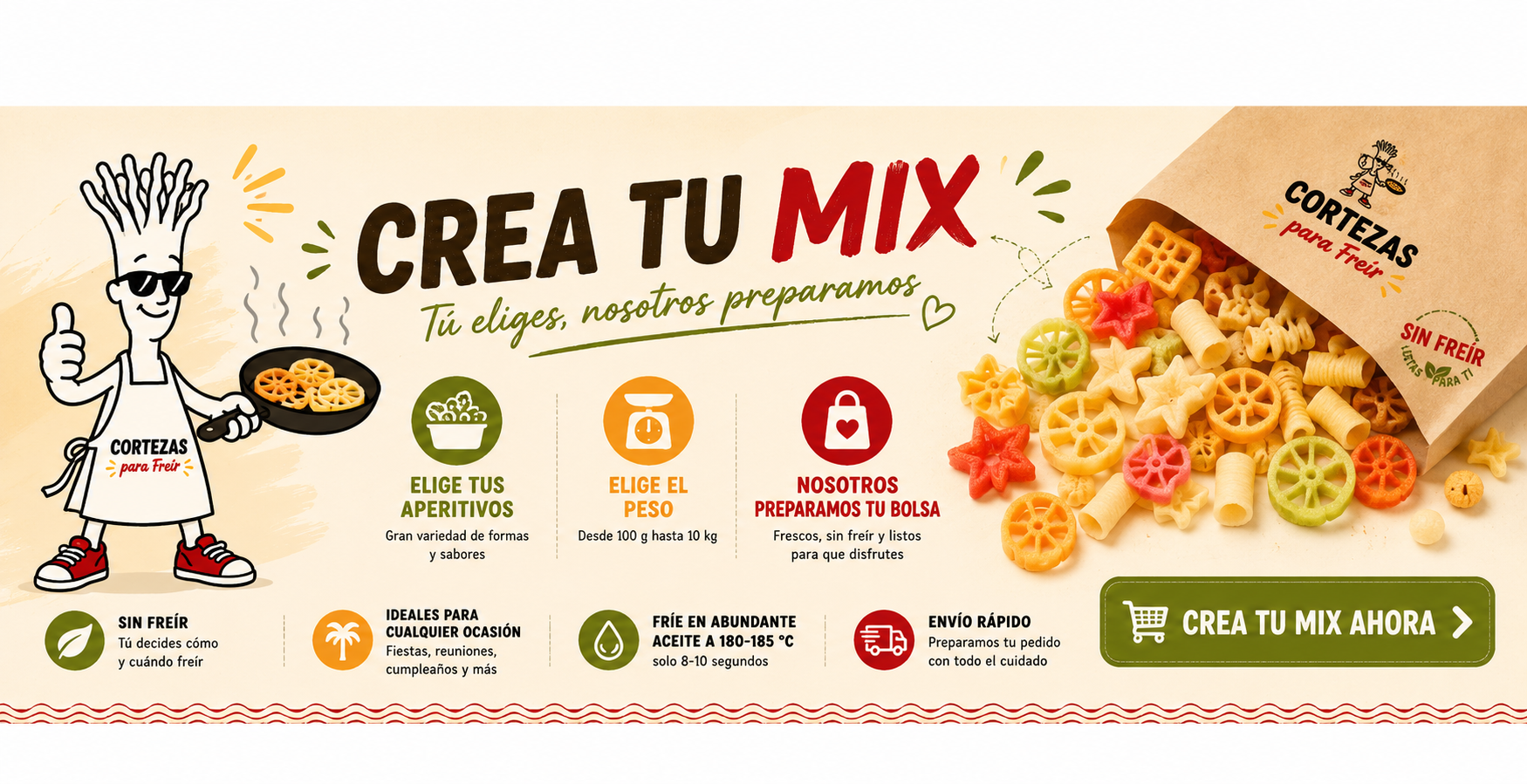 Crea tu mix personalizado de aperitivos para freír